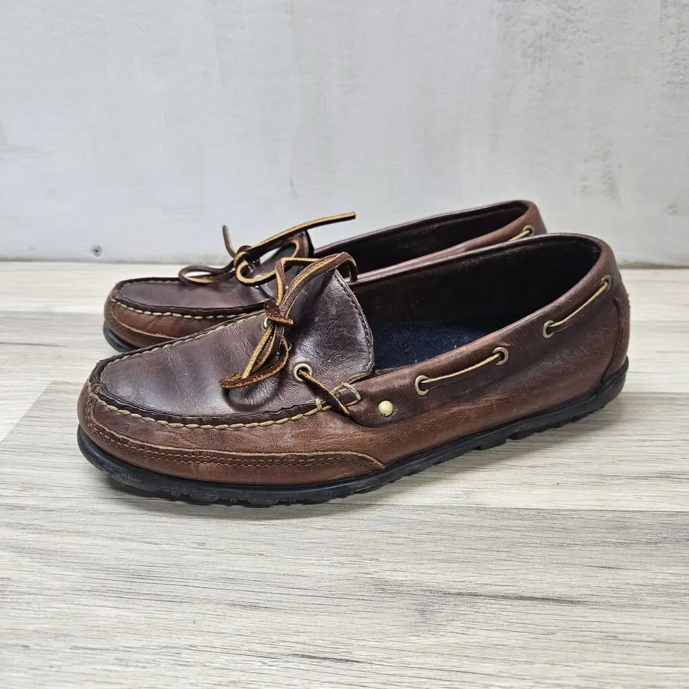 Polo Ralph Lauren Sport Mens Brown Leather Loafer Size 8.5 Preppy Office